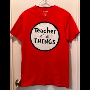 Gildan Brand ‘Teacher of All Things’ silkscreen logo Tee M